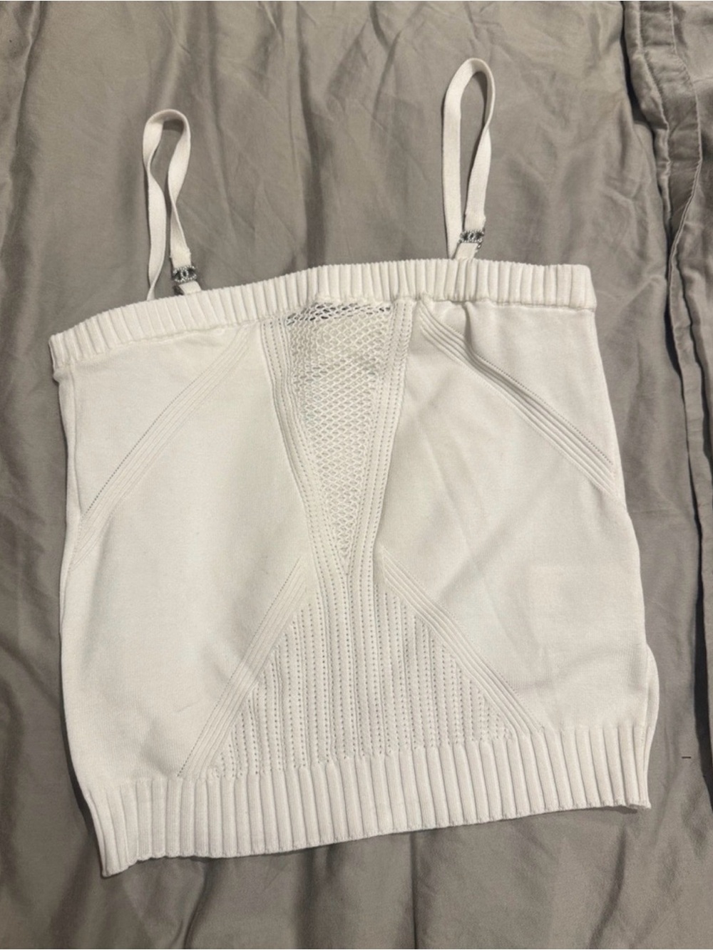 CHANEL White Knit Crop
